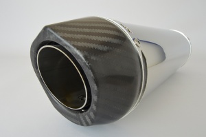 Aprilia RSV1000R (04-08) Round Carbon Outlet Diabolus XLS Polished Stainless Exhausts
