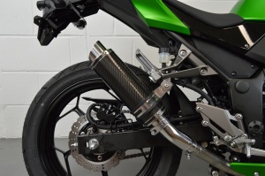 Kawasaki Z300 Round Moto GP Stubby Carbon Fibre Exhaust